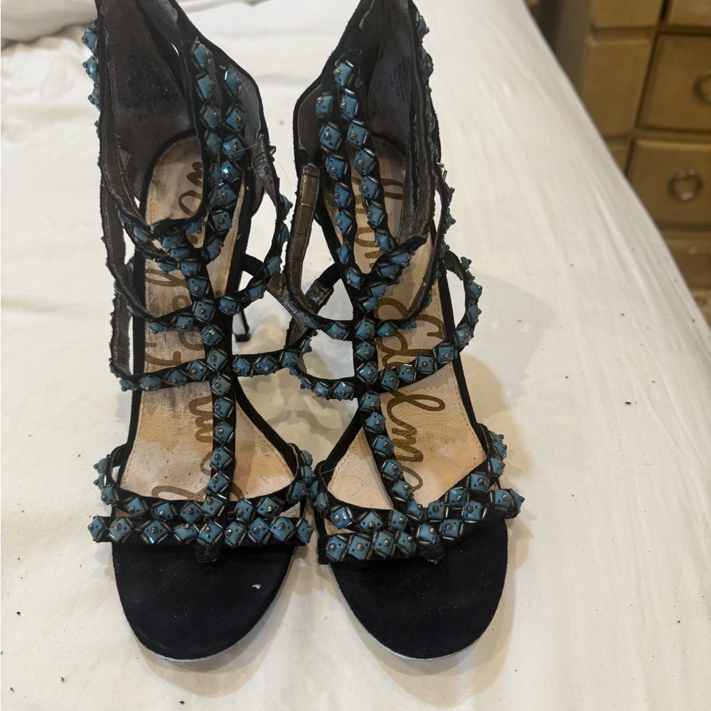 Elegant Black and Blue Strappy Women's Sandals